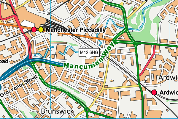 M12 6HG map - OS VectorMap District (Ordnance Survey)