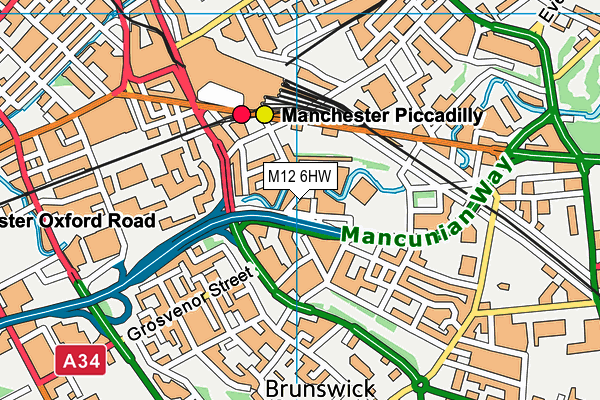 M12 6HW map - OS VectorMap District (Ordnance Survey)