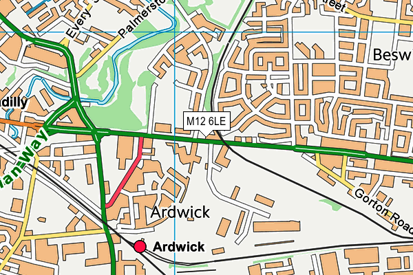 M12 6LE map - OS VectorMap District (Ordnance Survey)