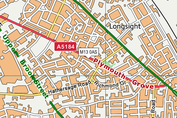 M13 0AS map - OS VectorMap District (Ordnance Survey)