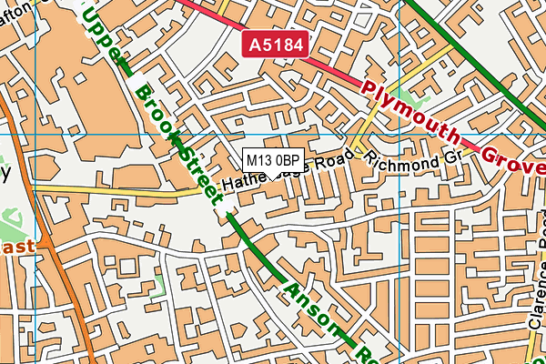 M13 0BP map - OS VectorMap District (Ordnance Survey)