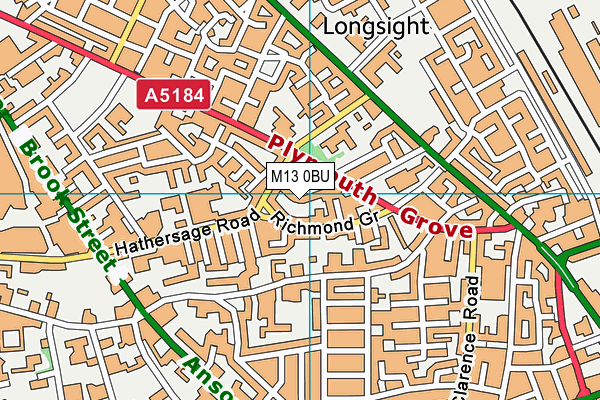 M13 0BU map - OS VectorMap District (Ordnance Survey)