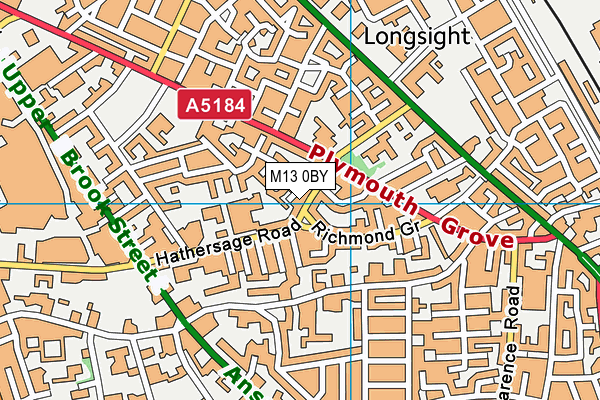 M13 0BY map - OS VectorMap District (Ordnance Survey)