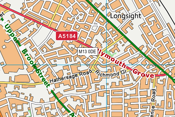 M13 0DE map - OS VectorMap District (Ordnance Survey)