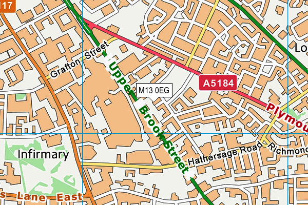 M13 0EG map - OS VectorMap District (Ordnance Survey)