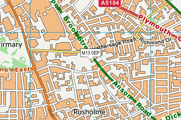 M13 0EP map - OS VectorMap District (Ordnance Survey)