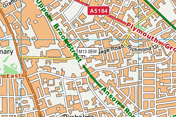 M13 0EW map - OS VectorMap District (Ordnance Survey)