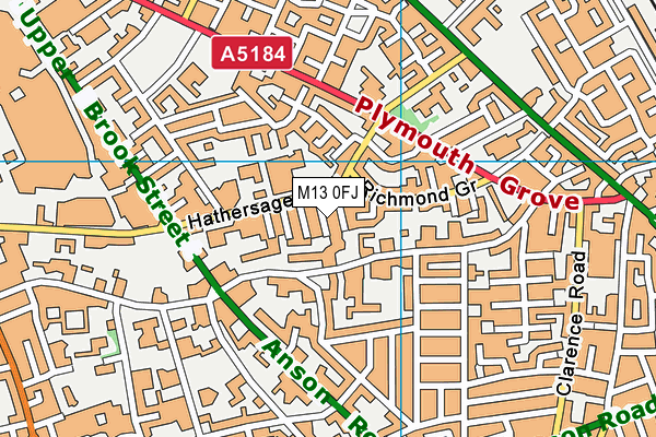 M13 0FJ map - OS VectorMap District (Ordnance Survey)