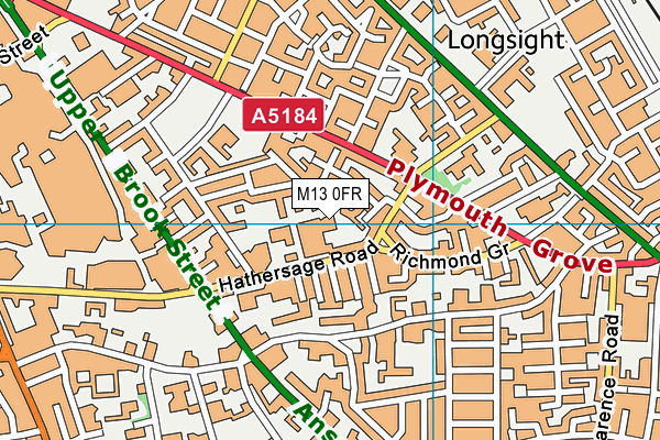 M13 0FR map - OS VectorMap District (Ordnance Survey)