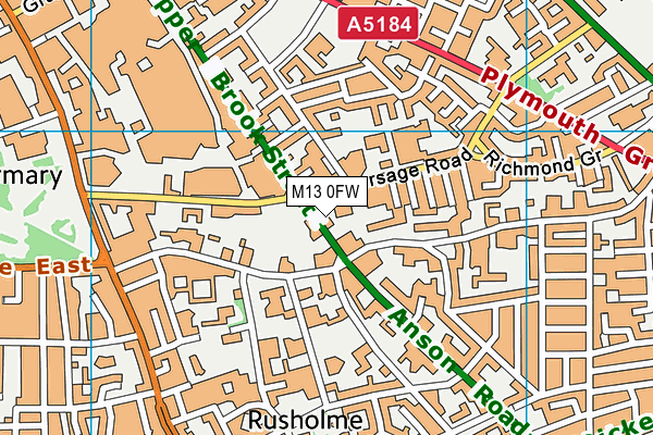 M13 0FW map - OS VectorMap District (Ordnance Survey)