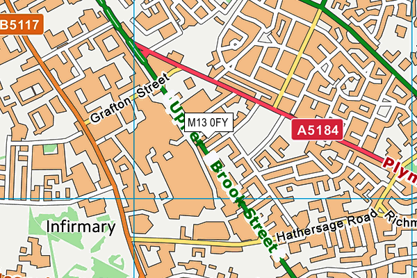 M13 0FY map - OS VectorMap District (Ordnance Survey)