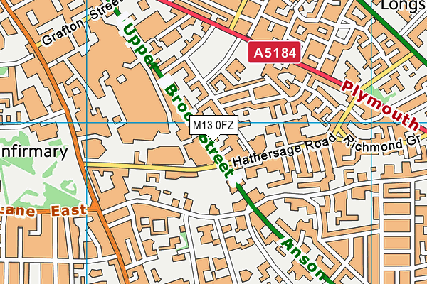 M13 0FZ map - OS VectorMap District (Ordnance Survey)