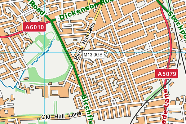 M13 0GS map - OS VectorMap District (Ordnance Survey)