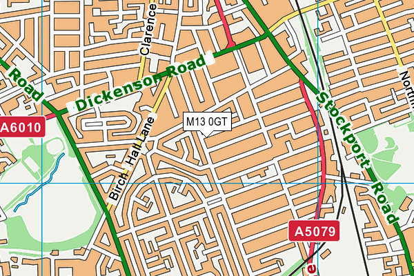 M13 0GT map - OS VectorMap District (Ordnance Survey)