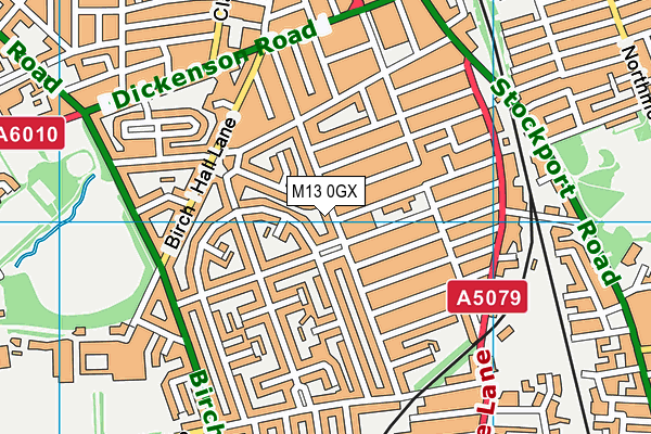 M13 0GX map - OS VectorMap District (Ordnance Survey)