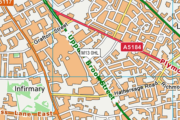 M13 0HL map - OS VectorMap District (Ordnance Survey)