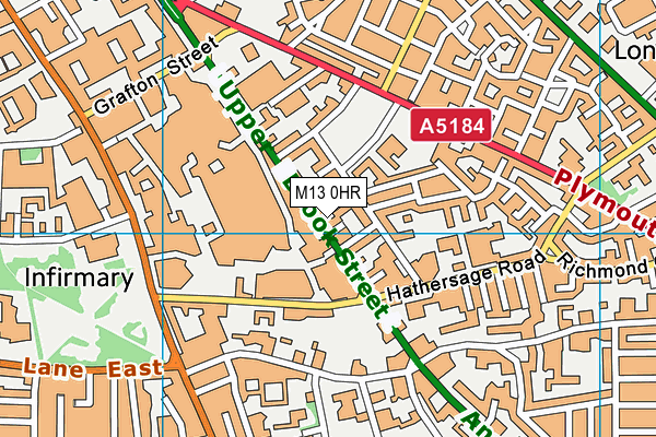 M13 0HR map - OS VectorMap District (Ordnance Survey)