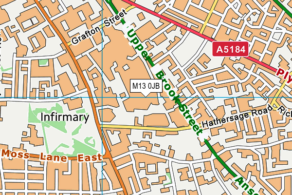 M13 0JB map - OS VectorMap District (Ordnance Survey)