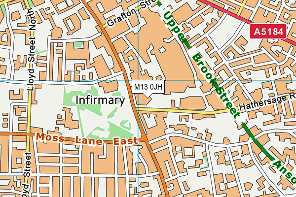 M13 0JH map - OS VectorMap District (Ordnance Survey)