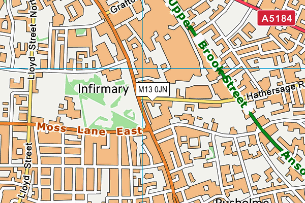 M13 0JN map - OS VectorMap District (Ordnance Survey)