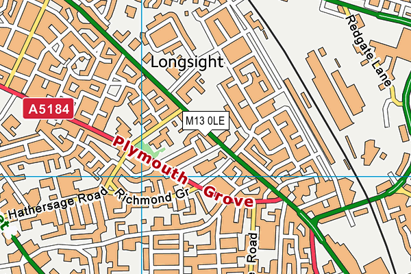 M13 0LE map - OS VectorMap District (Ordnance Survey)