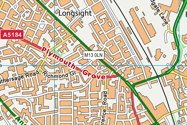 M13 0LN map - OS VectorMap District (Ordnance Survey)