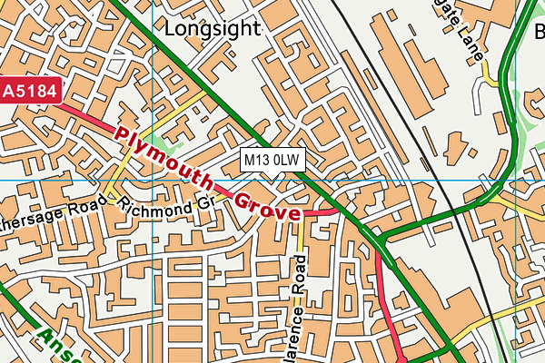 M13 0LW map - OS VectorMap District (Ordnance Survey)