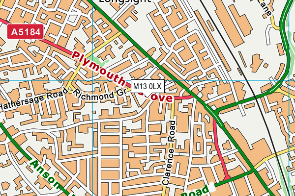 M13 0LX map - OS VectorMap District (Ordnance Survey)