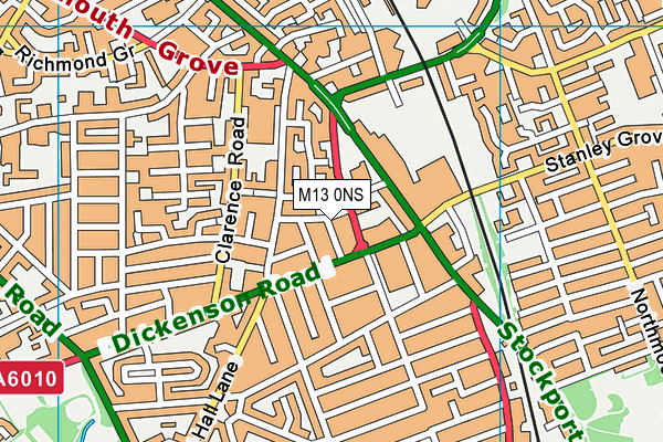 M13 0NS map - OS VectorMap District (Ordnance Survey)