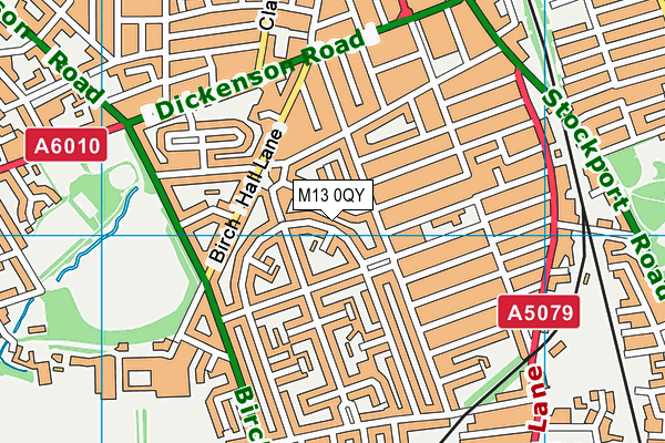 M13 0QY map - OS VectorMap District (Ordnance Survey)