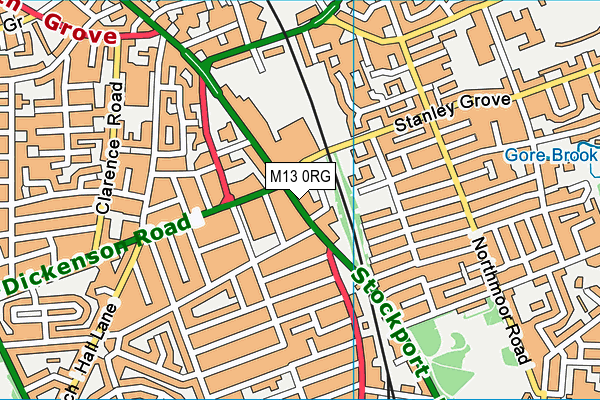 M13 0RG map - OS VectorMap District (Ordnance Survey)