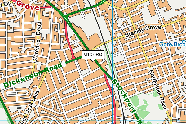 M13 0RQ map - OS VectorMap District (Ordnance Survey)