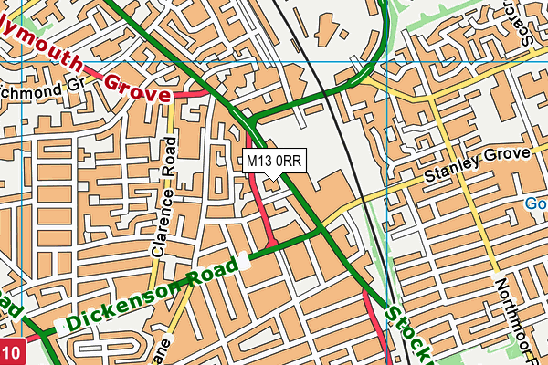 M13 0RR map - OS VectorMap District (Ordnance Survey)