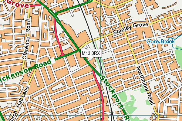 M13 0RX map - OS VectorMap District (Ordnance Survey)