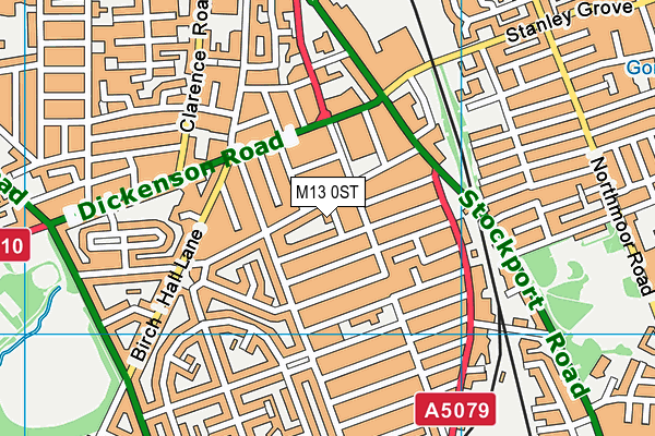 M13 0ST map - OS VectorMap District (Ordnance Survey)