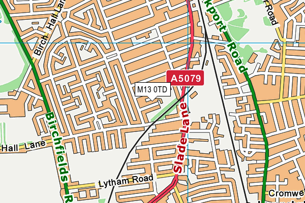 M13 0TD map - OS VectorMap District (Ordnance Survey)