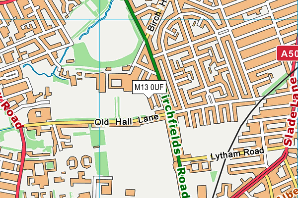 M13 0UF map - OS VectorMap District (Ordnance Survey)