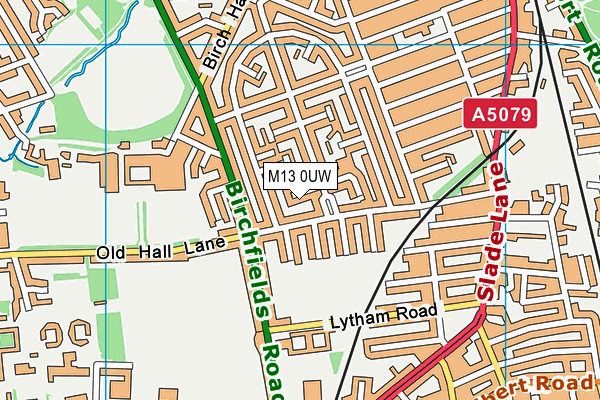 M13 0UW map - OS VectorMap District (Ordnance Survey)