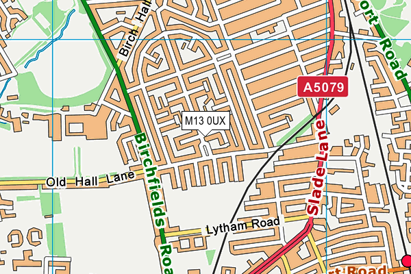 M13 0UX map - OS VectorMap District (Ordnance Survey)