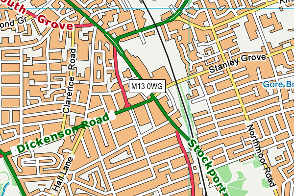 M13 0WG map - OS VectorMap District (Ordnance Survey)