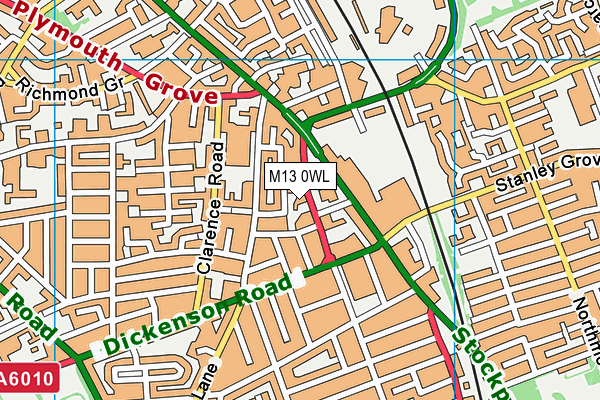 M13 0WL map - OS VectorMap District (Ordnance Survey)