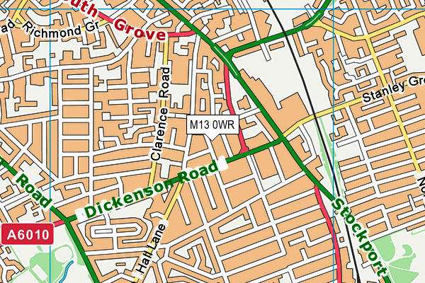 M13 0WR map - OS VectorMap District (Ordnance Survey)