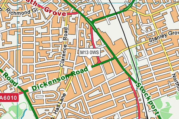 M13 0WS map - OS VectorMap District (Ordnance Survey)