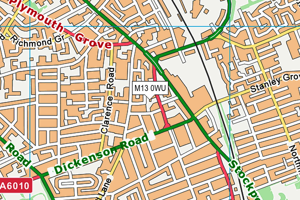 M13 0WU map - OS VectorMap District (Ordnance Survey)