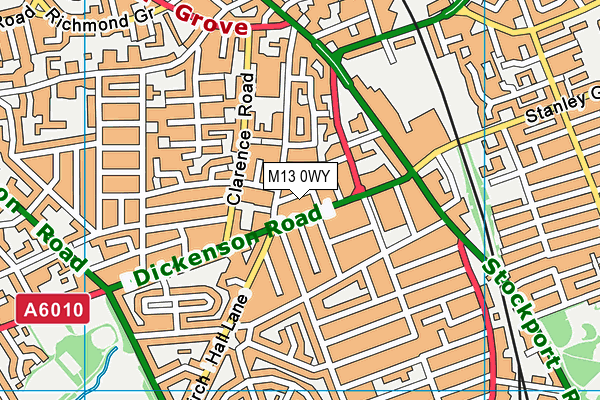 M13 0WY map - OS VectorMap District (Ordnance Survey)