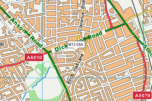 M13 0XA map - OS VectorMap District (Ordnance Survey)