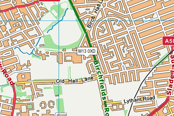 M13 0XD map - OS VectorMap District (Ordnance Survey)