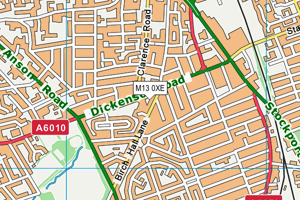 M13 0XE map - OS VectorMap District (Ordnance Survey)