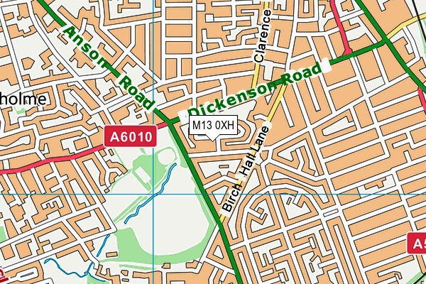 M13 0XH map - OS VectorMap District (Ordnance Survey)