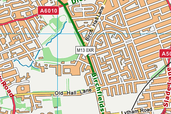 M13 0XR map - OS VectorMap District (Ordnance Survey)
